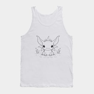 Cute Baby Axolotl Animal Outline Tank Top